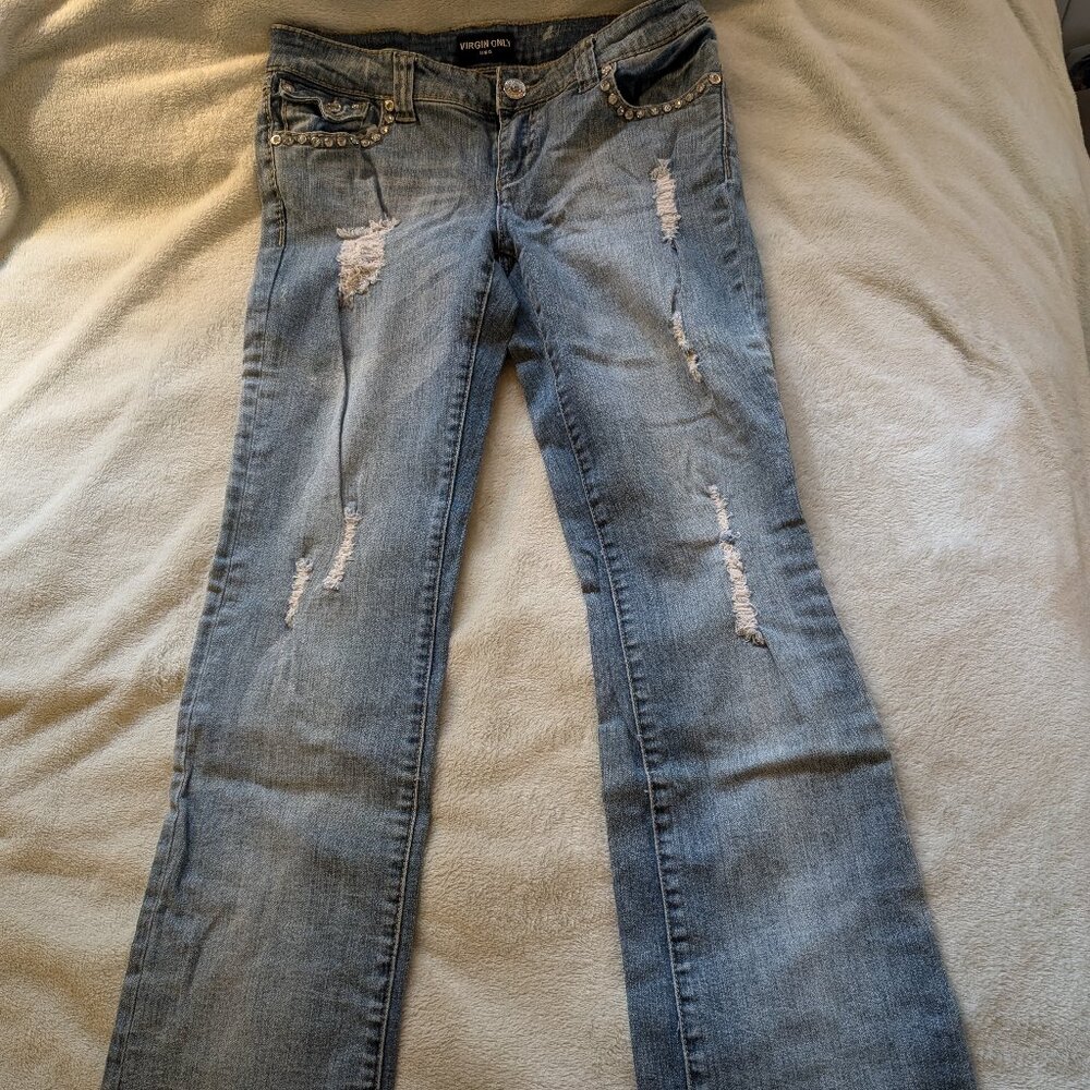 VIRGIN ONLY USA Denim Women's Girl's Junior Pants Jeans Size 11 Distressed